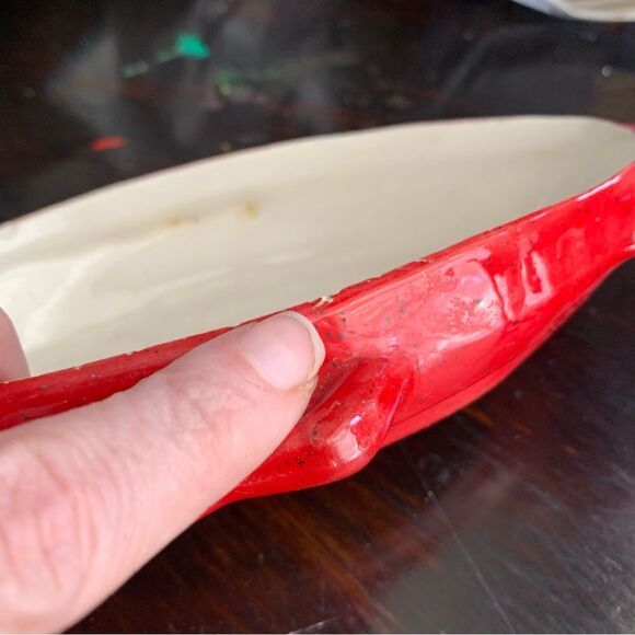 Set of 4 Vintage Red Crab Ceramic Serving Dishes – Coastal Lobster Bake Bowls - Picture 8 of 13